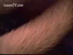 After getting drilled by her dog, the sweet mother I'd like to fuck ends up with a muff full of brutal come.